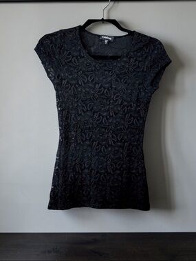 Y2K Womens Bebe Black Lace Top Size XS Y2K Vintage